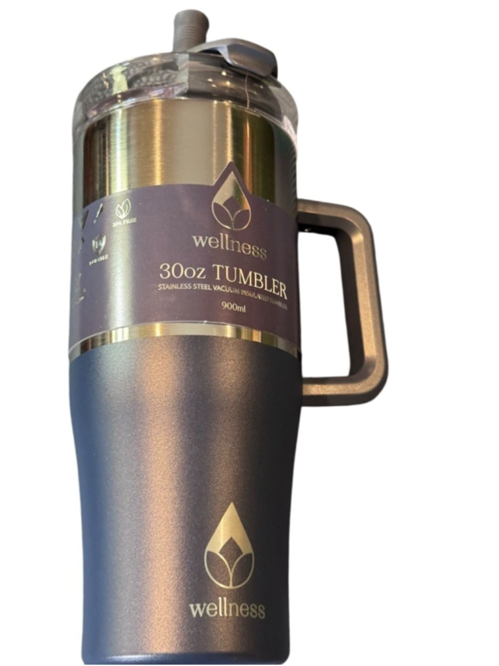 Unisex Wellness Tumbler 30oz Blue Silver